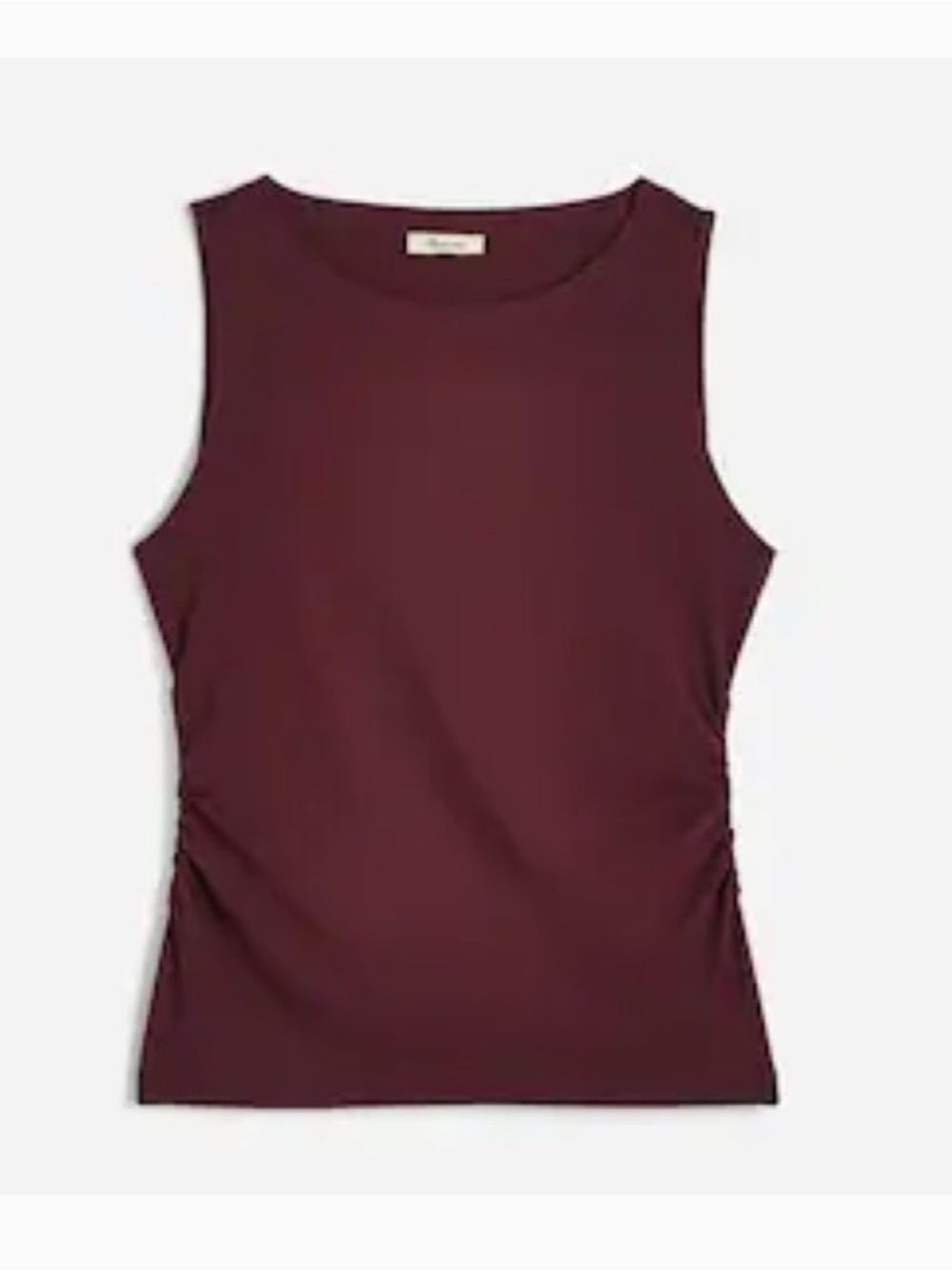 Madewell Cinched Crewneck Tank Dark Fig 100% Cotton Size S NWT